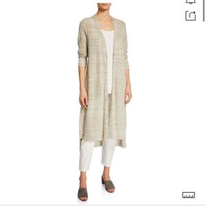 Eileen Fischer grey hi low linen duster cardigan